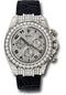 Rolex White Gold Cosmograph Daytona 40 Watch - Pave Diamond Enamel Arabic Dial - Black Leather Strap - 116599RBR